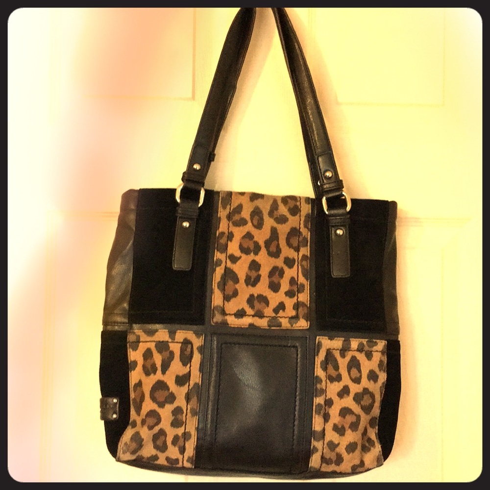 Suede and leather handbag